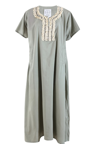 Shell Crystal Olive Green Kaftan