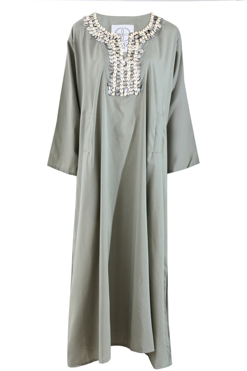 Cultura Shell Olive Green Kaftan