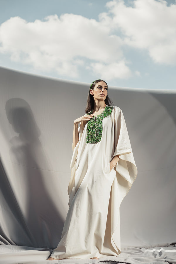 Embordiered Aventurine Kaftan