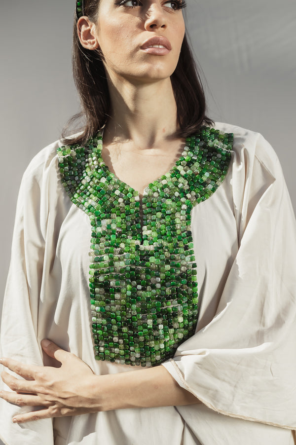 Embordiered Aventurine Kaftan