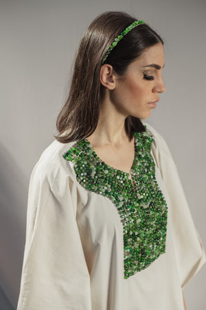 Embordiered Aventurine Kaftan