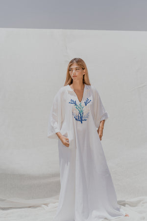 Coral Linen Kaftan