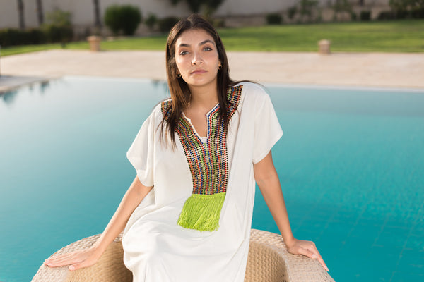 Rhinestone Colorato Linen Kaftan