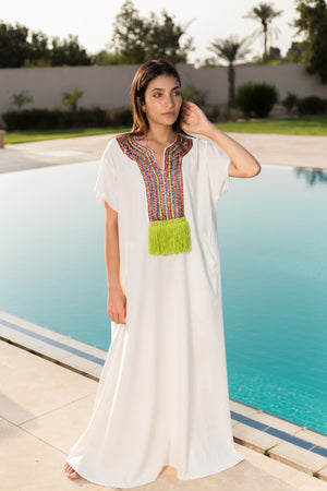 Rhinestone Colorato Linen Kaftan